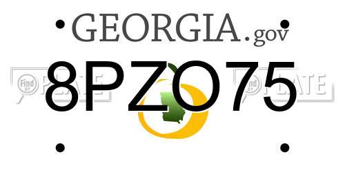 8PZO75 Georgia License Plate