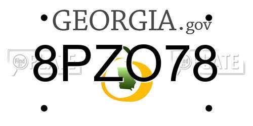 8PZO78 Georgia License Plate
