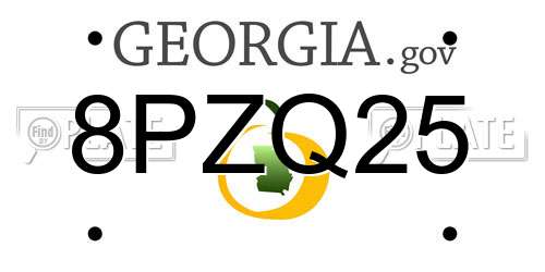 8PZQ25 Georgia License Plate