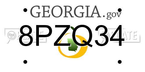 8PZQ34 Georgia License Plate