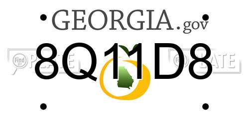 8Q11D8 Georgia License Plate