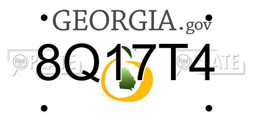 8Q17T4 Georgia License Plate