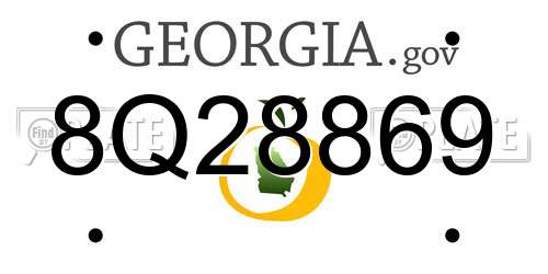 8Q28869 Georgia License Plate