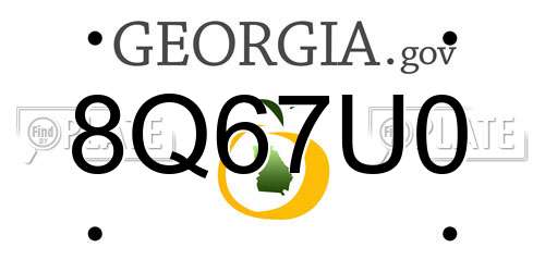 8Q67U0 Georgia License Plate