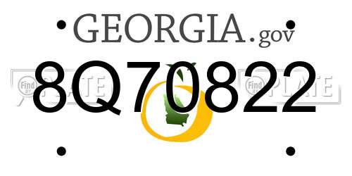 8Q70822 Georgia License Plate