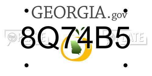 8Q74B5 Georgia License Plate