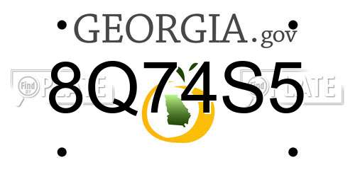 8Q74S5 Georgia License Plate
