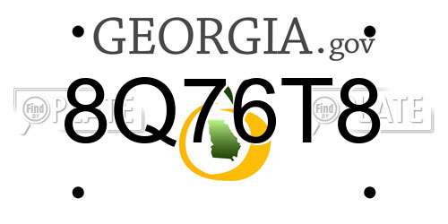 8Q76T8 Georgia License Plate