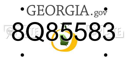 8Q85583 Georgia License Plate