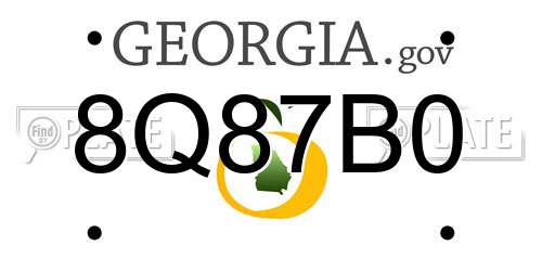 8Q87B0 Georgia License Plate