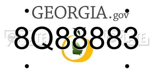 8Q88883 Georgia License Plate