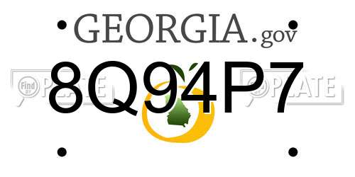 8Q94P7 Georgia License Plate