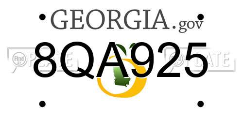 8QA925 Georgia License Plate