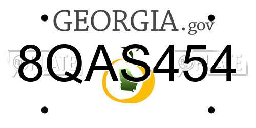 8QAS454 Georgia License Plate