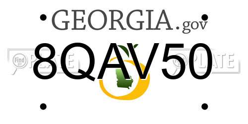 8QAV50 Georgia License Plate