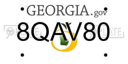 8QAV80 Georgia License Plate