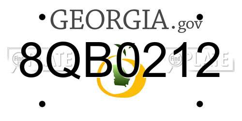 8QB0212 Georgia License Plate