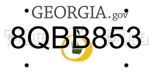8QBB853 Georgia License Plate
