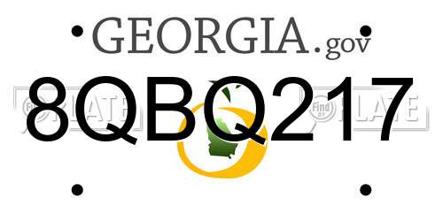 8QBQ217 Georgia License Plate