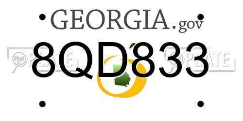 8QD833 Georgia License Plate