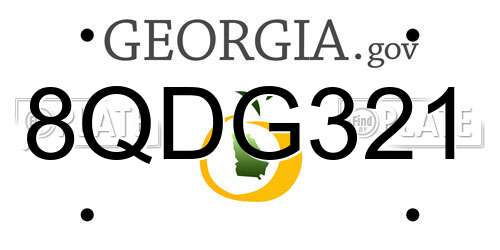 8QDG321 Georgia License Plate