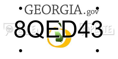 8QED43 Georgia License Plate