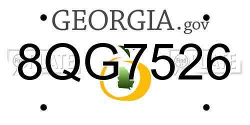8QG7526 Georgia License Plate