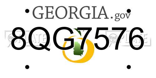 8QG7576 Georgia License Plate