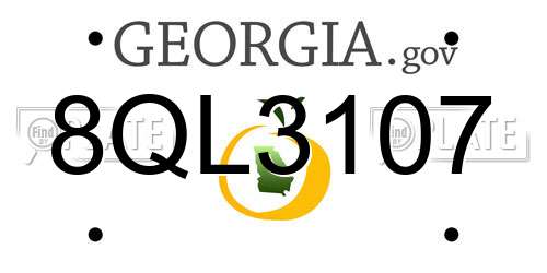 8QL3107 Georgia License Plate