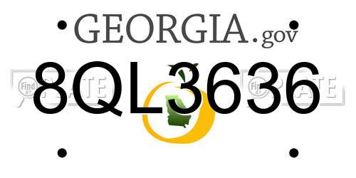 8QL3636 Georgia License Plate