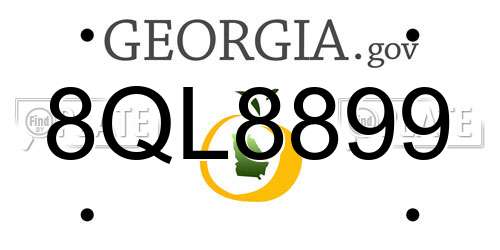8QL8899 Georgia License Plate