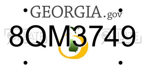 8QM3749 Georgia License Plate