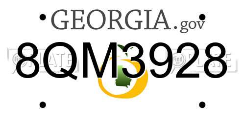8QM3928 Georgia License Plate