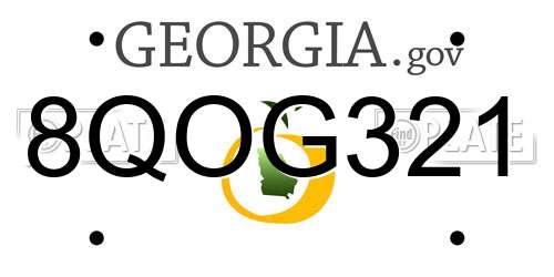 8QOG321 Georgia License Plate