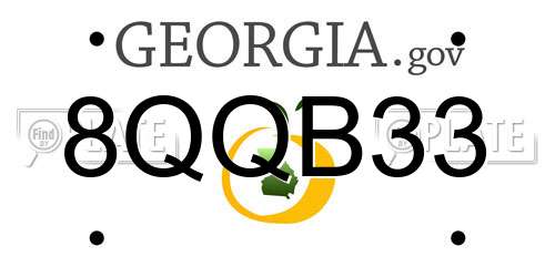 8QQB33 Georgia License Plate