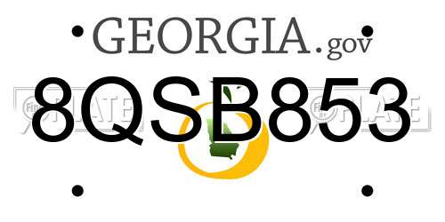 8QSB853 Georgia License Plate