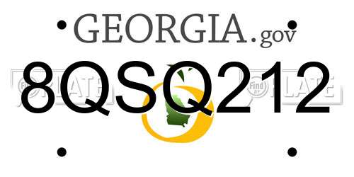 8QSQ212 Georgia License Plate