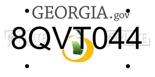 8QVT044 Georgia License Plate