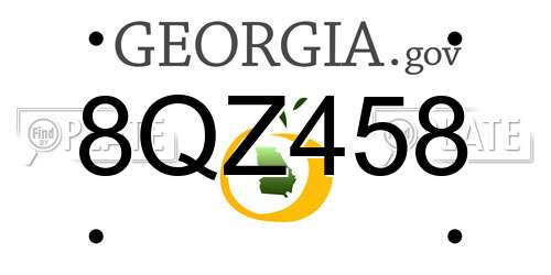 8QZ458 Georgia License Plate
