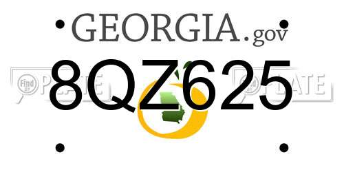 8QZ625 Georgia License Plate
