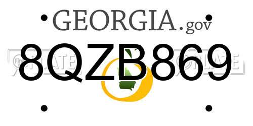 8QZB869 Georgia License Plate