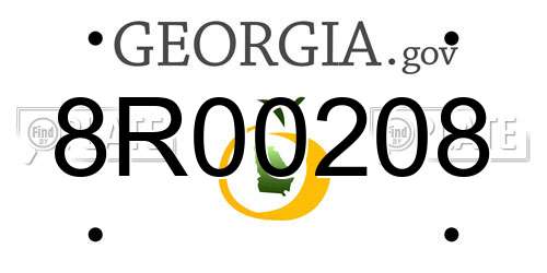 8R00208 Georgia License Plate