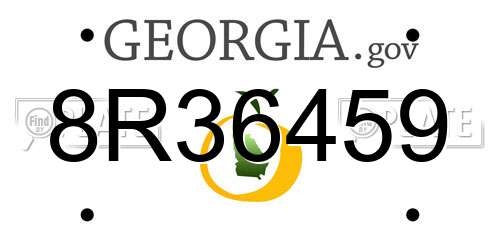 8R36459 Georgia License Plate