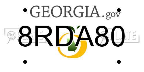 8RDA80 Georgia License Plate