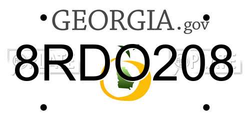 8RDO208 Georgia License Plate
