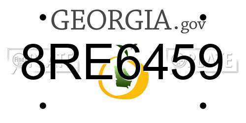 8RE6459 Georgia License Plate