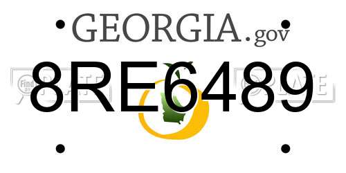 8RE6489 Georgia License Plate