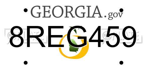 8REG459 Georgia License Plate