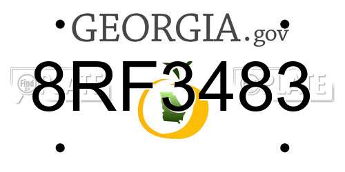8RF3483 Georgia License Plate