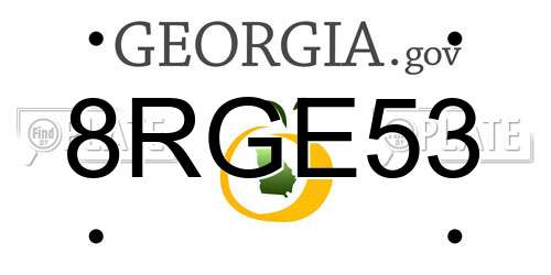 8RGE53 Georgia License Plate